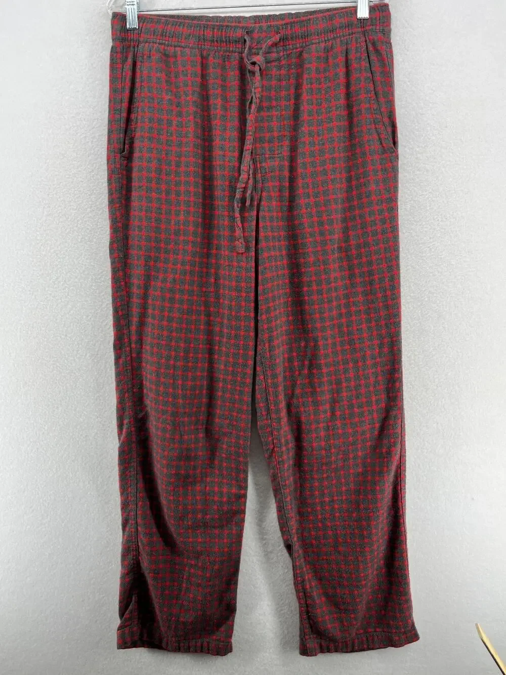 J.CREW Pajama Pants Mens M Flannel Check Lounge PJ Drawstring Cotton Gray